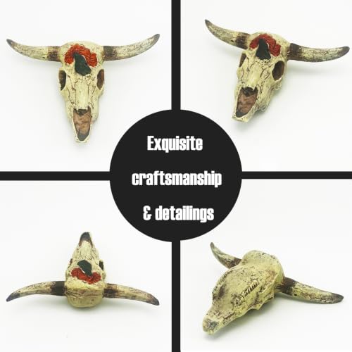 Bull Skull Décor Fish Aquarium Tank Hideout Decorations Fish Tank Decor Skull Betta Animal Large Reptile Bones Snake for Terrarium Ornament (Buffalo-small)