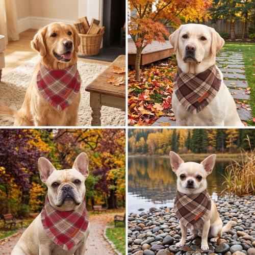 Fall Dog Bandanas with Fringe (Large / Rust Brown)