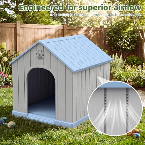 Large Dog House for Medium to Large Dogs (Light Blue / 36.2" L × 38" W × 38" H)