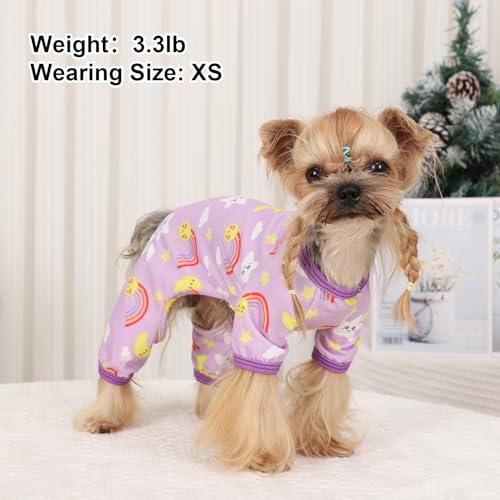 Dog Pajamas Pjs Spring Summer Dog Clothes for Small Dogs Girl (Star Purple / Large (10-15))