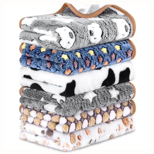 6 Pcs Guinea Pig Bedding Cage Liners Small Animal Flannel Blankets Sleep Mat Absorbent Reusable Pet Pee Bedding Pad Cover for Hamster Ferret Chinchilla Rabbit Hedgehog (16 x 24 Inch)