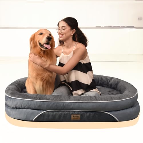 Waterproof Orthopedic Dog Bed for Extra Large Dogs (Dark Grey / 48"L x 35"W x 7.5"Th)