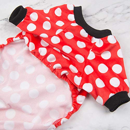Dog Halloween Pajamas Puppy Onesies Small Dogs Soft Pjs Coat Cat Apparel Comfy Pet Christmas Clothes Outfit Doggie Bodysuit (Large / Polka Dots)