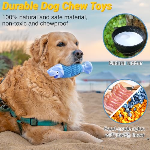 Tough Dog Toys for Aggressive Chewers (Blue Shark / Medium)