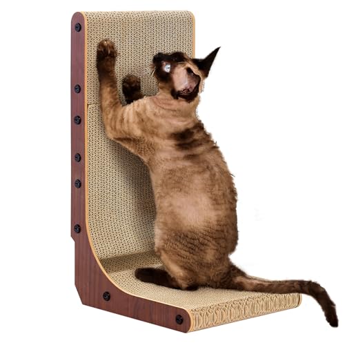 Cardboard Cat Scratcher for Indoor Cats (Dark Brown / 11.4x9.75x19)