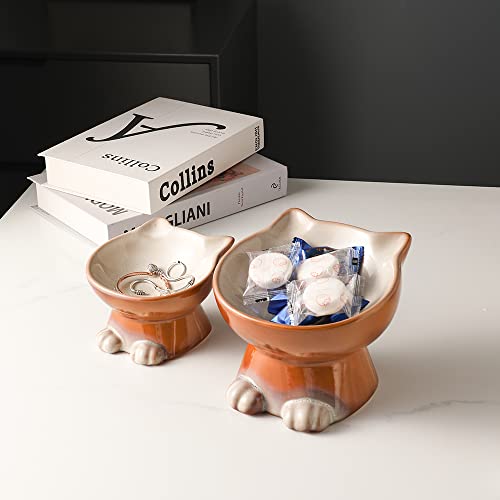 Elevated Cat Bowls (4.5 OZ+8 OZ / Brown)