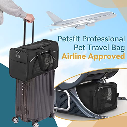 Two Way Placement Pet Carrier Airline Approved (Black / 19.0"L x 9.5"W x 12.0"H)