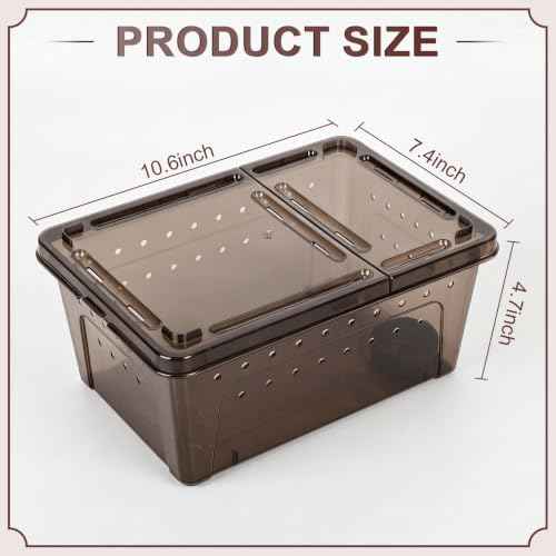 8 Pcs Reptile Breeding Box (Vent Strips / Black / 10.6 x 7.4 x 4.7 Inch)