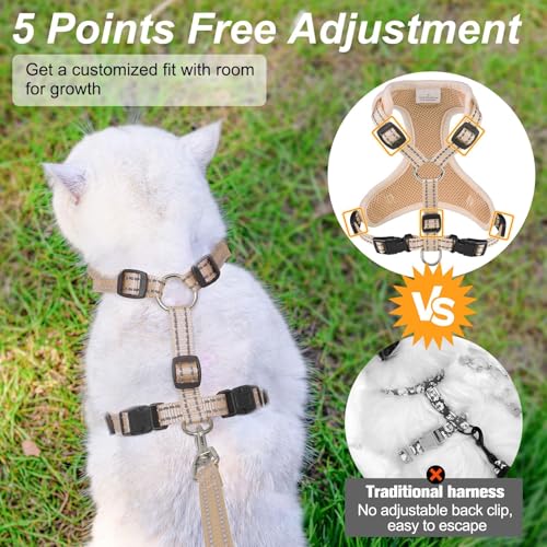 Cat Harness and Leash Set (Beige / M (Chest: 12 - 19"))
