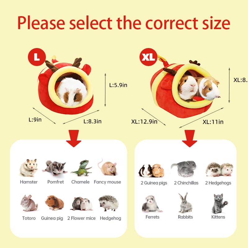 Guinea Pig Bed House & Hideout for Rat Bearded Dragon Hedgehog Ferret to Sleep and Hide (Large / 6.Fire dragon)