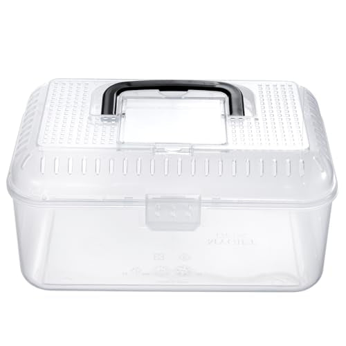 Reptile Carrier Critter Keeper Terrarium 9.5 x 6 Inch Clear Portable Tank with Black Carrying Handle