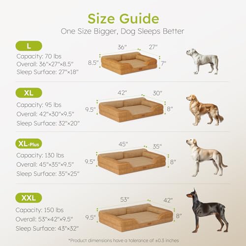 Jumbo Dog Bed for Extra Large Dogs (Brown / Jumbo(45"L x 35"W x 9.5"Th))