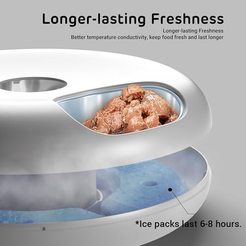 Donut Frost WiFi 6 Meal Automatic Wet Food Feeder with Ice Packs (Stainless White)
