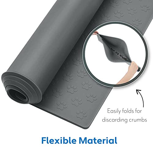 100% Waterproof Dog Food Mat (Gray / 24"L x 16"W)