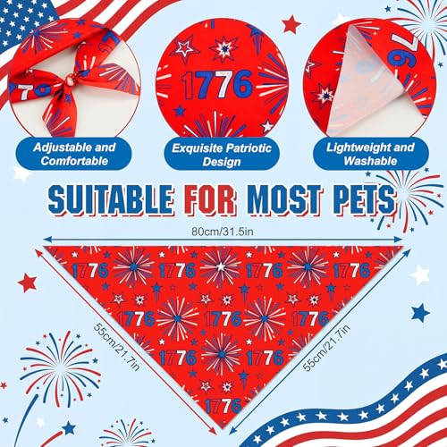 50 Pcs Patriotic Dog Bandanas Bulk 4th of July Bandanas for Dogs Star Triangle Kerchief Bib Scarf Set for Pet Independence Day 250th Anniversary Party Costume (4th of July / 31.5 x 21.7 x 21.7")