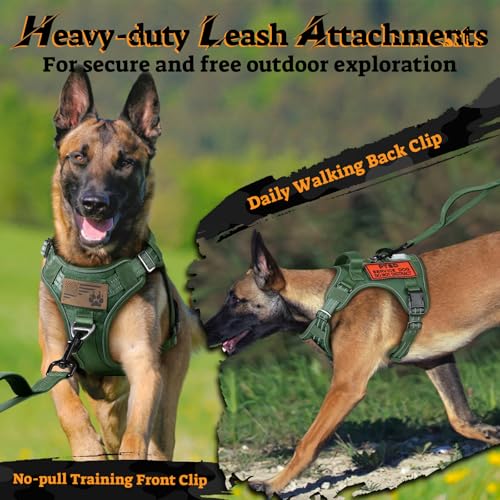 Tactical Dog Harness Medium Sized (M(chest:20.1"-33.9",neck:17.7"-22.3",back:7.5") / Green)