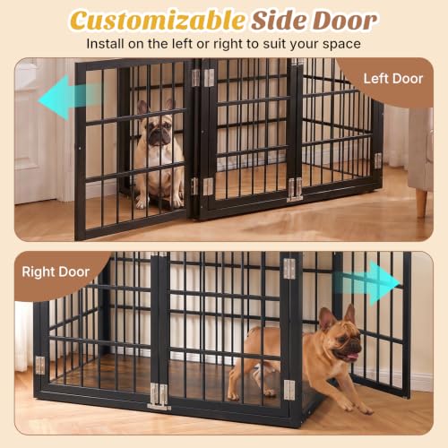 Dog Crate Furniture 38 Inch Indoor Crate Dog Cage Wooden Kennel (Black / 38.2"L x 25.0"W x 27.9"H)