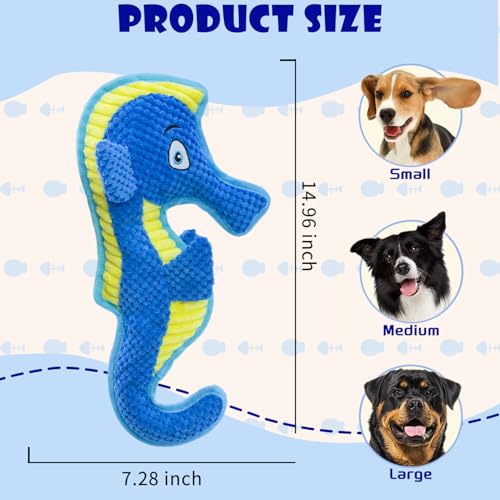 Dog Toy Squeaky Aggressive Durable Dog Toys for Dogs Chew No (Blue)