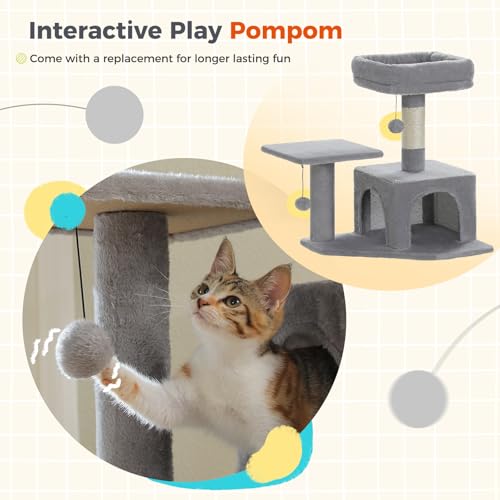 56.3in Multi Level Cat Tree for Indoor Cats (Plush Grey / Air(19.7"L x 15.8"W x 56.3"H))
