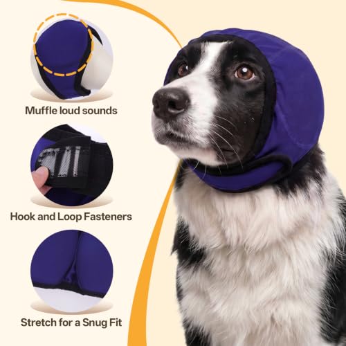 Ear Muffs Noise Protection for Dog Grooming Bathing (Blue / M)