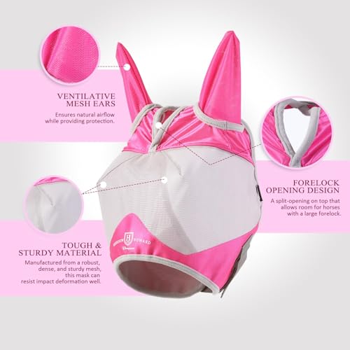 Half Face Horse Fly Mask UV Protection and Breathable for Equine Use Comfortable Magenta XS (Magenta-Grey / X-Small (Weanling))