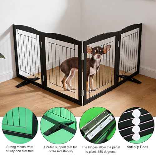 Freestanding Dog Fence Indoor (Black / 【4 Panels】80''w x 24''h)