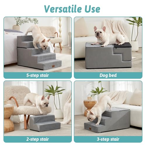 Dog Stairs for Small Dogs (Grey / 17.7x29.5x23.6 inch)
