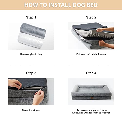 Orthopedic Dog Bed for Large Sized Dogs (L(35*23*6inch) / Grey)