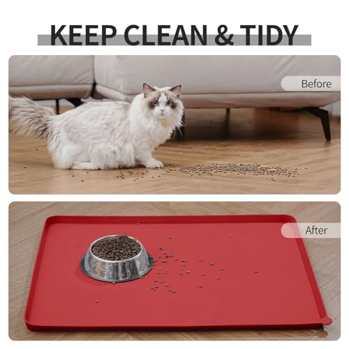 Silicone Pet Feeding Mat (Red / 18.5" x 11.5")