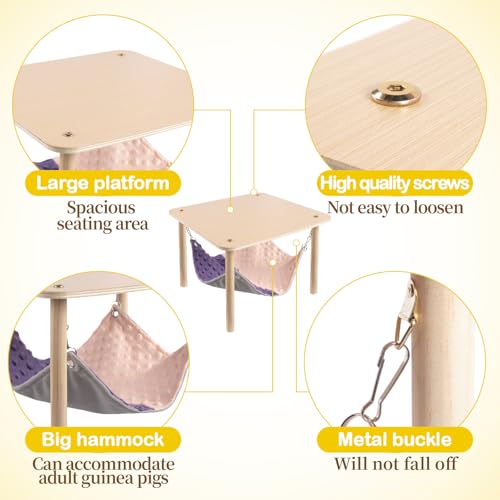 Enlarged Guinea Pig Hammock with Wooden Stand (Hammock with stand)