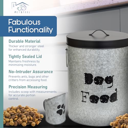 Small Dog Up To 20lb Pet Food Storage Canister Dog Bin with Scoop (Small Dog 20lb)