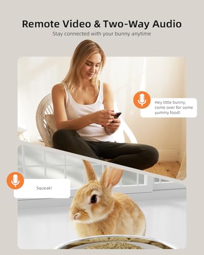 Hanging Automatic Rabbit Feeder with 1080P Camera for Cages