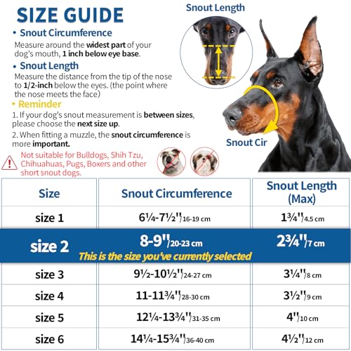 Dog Muzzle Basket Muzzle Anti Biting Chewing for Small Medium Dog (2 (Snout 8-9") / Black)