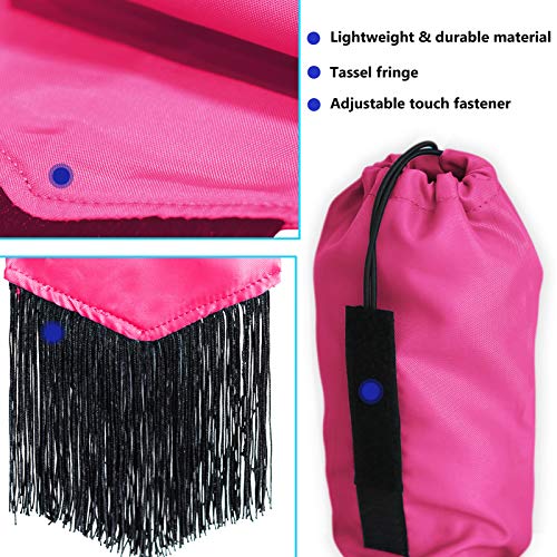 Smooth Lightweight Adjustable Fastener Nylon Horse Tail Bag with Fringe (Fuchsia Pink)