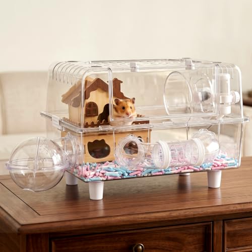 Hamster Cage 8 in 1 PET Transparent Habitat with All Accessories (Transparent)