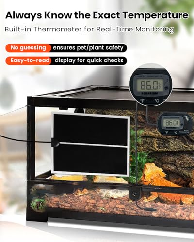 Reptile Terrarium Heat Pad with LCD Digital Aquarium Thermometer (14W, 11*11 in)