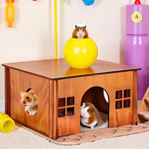 Wooden Guinea Pig Hideout (Brown Style 1 / Medium)