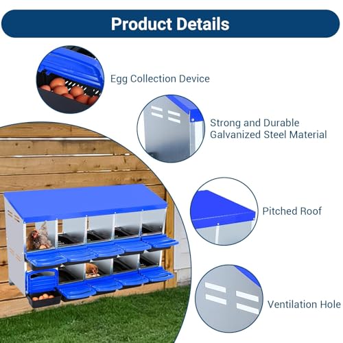 Chicken Nesting Boxes (56.7"L x 16.5"W x 10.4"H / Blue)