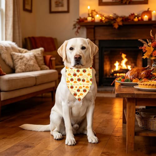 Thanksgiving Dog Bandana for Small Dogs (Thanksgiving- Brown/Beige (2 Sided) / Small)