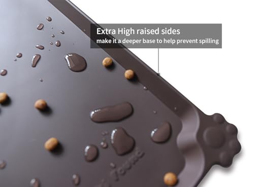 XX Large Silicone Pet Food Mats (28"L x 26"W / Dark Oak)
