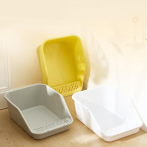 Large Cat Litter Box with High Sides (White)
