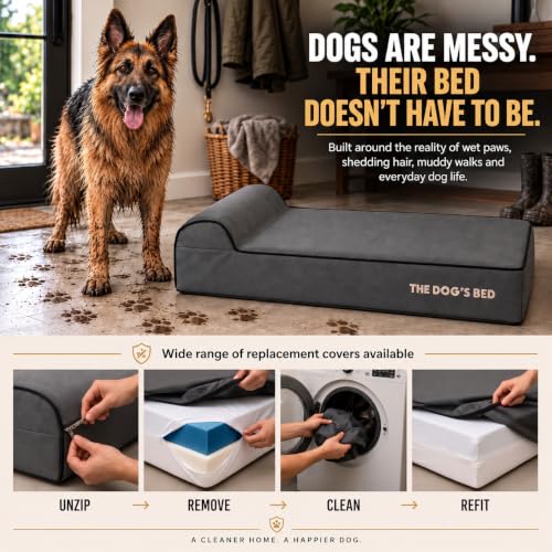 The Dog’s Bed Orthopedic Memory Foam Dog Bed with Headrest XL 6 (Grey with Black Trim / XL (46"L x 28"W x 6"Th))