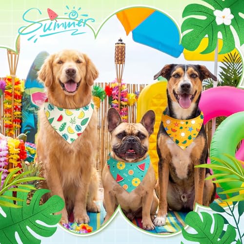 50 Pcs Summer Hawaiian Dog Bandanas Bulk (Summer / 25.6 x 17.7 x 17.7")