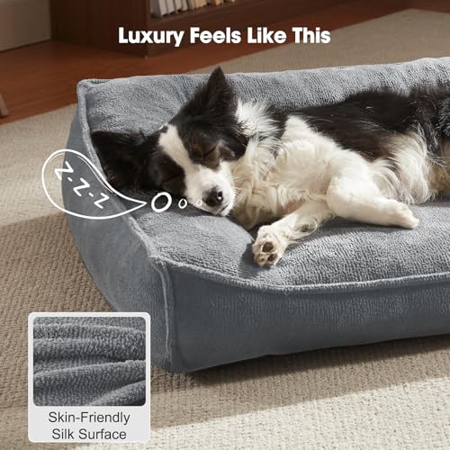 XXL Orthopedic Dog Beds Large Sized Dog (Light Grey / 48"L x 35"W x 10"Th)