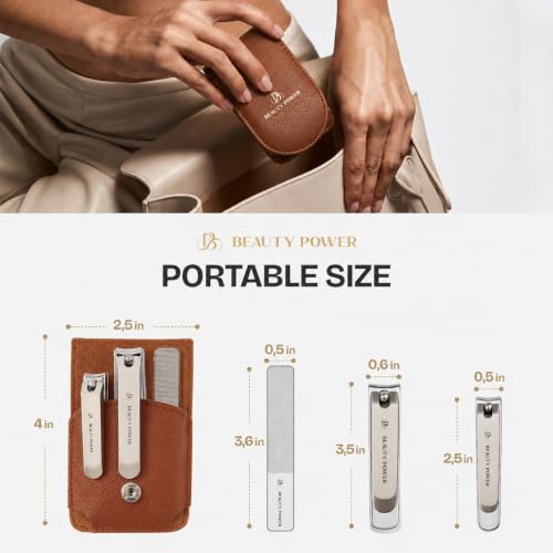 Nail Clippers Set 3 in 1 (Brown Case)