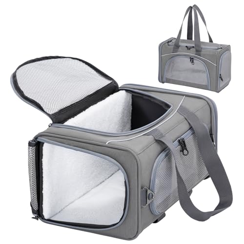 Airline Cat Carrier for Small Cats (Grey / 16.5"L x 8.6"W x 11.0"H)