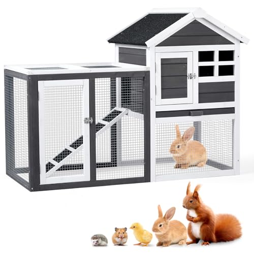 Rabbit Hutch Small Wood Chicken Coop (Grey)