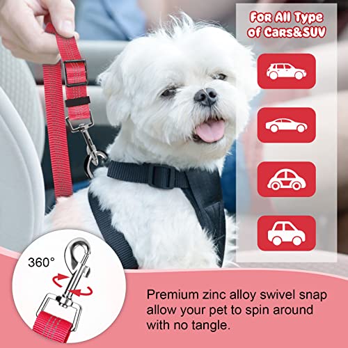 2 Pack Dog Seat Belt for Car (Red)