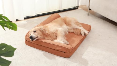 Microsuede Dog Bed Orthopedic Washable (Microsuede Style-Khaki / XL(41"x27"x3"))