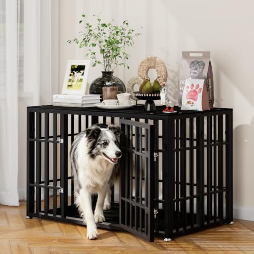 46 Inch Heavy Duty Dog Crate Furniture for Large Dogs (45.8"L x 27.5"W x 28.7"H / Black)